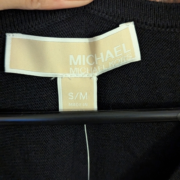 New with Tags Michael Michael Kors Black Fringe Knit Poncho Size Small/ Medium - Picture 2 of 9